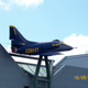 A Douglas A-4 Skyhawk, painted in Blue Angels colors.